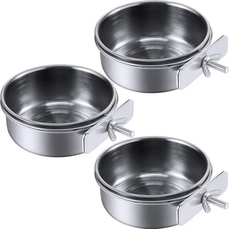 3 Gobelet à Nourriture d'oiseaux Tasse d'alimentation de Perroquet en Acier Inoxydable Bol à Nourriture Eau Porte-Gobelet de Cage d’Oiseaux avec Support de Serrage Mangeoire à Eau d’Oiseaux (S) (1/4)