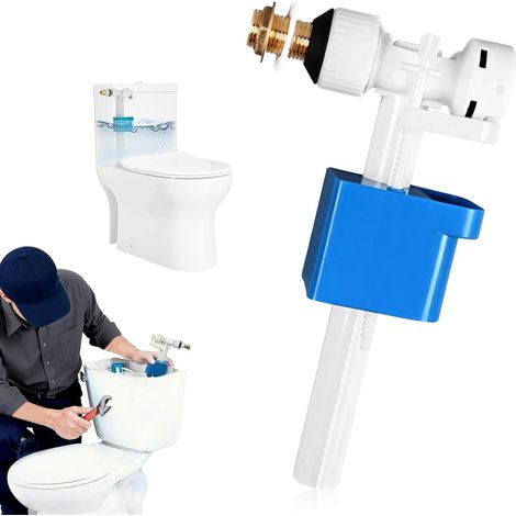 Vanne de remplissage pour réservoir de chasse d'eau G1/2" - Raccord en laiton - Robinet flotteur universel - Valve de chasse d'eau - Pièces de rechange - Économie d'eau - Silencieux - Quantité d'eau (1/5)