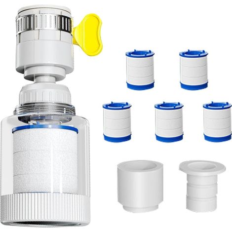 Le Filtre d'eau pour robinet Transparent Rotation à 360 degrés Anti-fuite Filtre à eau pour robinet d'évier Pour les cuisines, salles de bain, lavabos, baignoires, appartements, dortoirs et hôte (1/5)