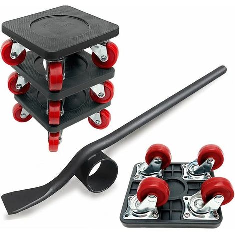 Meubles Lifter, avec 4 Pack Moving Sliders Lourd Meubles Outils Rouleau Déplacer Max Up pour 350kg, 360 degrés Rotatif Pads (Noir) - (1/5)