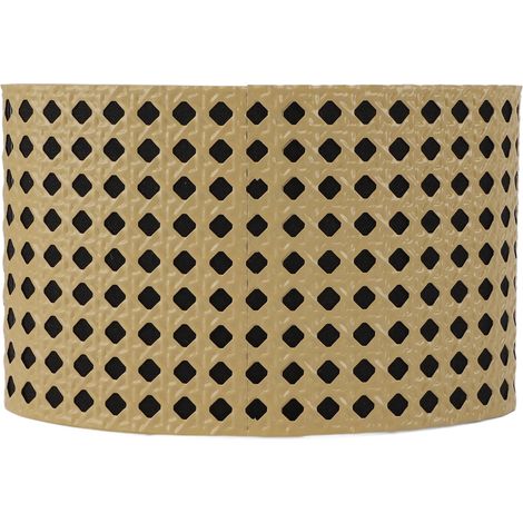 Abat-jour ovale en métal sculpté ajouré, compatible douilles E27/E14, cache-lampe pour bureau, chambre, salon, doublure jaune et noire (1/5)
