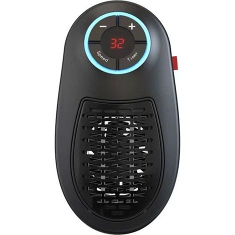 Chauffage de bureau intelligent avec ventilateur et télécommande, élément chauffant en céramique semi-conductrice PTC, 500 W, 220 V, commande numérique et minuterie, idéal pour les espaces de travail.