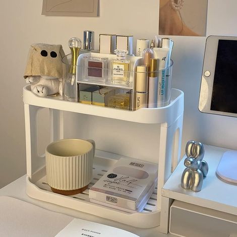 Organiseur de bureau à 2 niveaux avec distributeur, porte-courrier pour bureau, étagère à épices pour la cuisine ou organiseur de comptoir de salle de bain, cadeau idéal pour les enseignants, les cama (1/5)