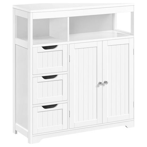 [JAMAIS UTILISÉ] Homevive Armario de Baño Suelo Mueble de Baño con Cajones y Estante Ajustable Mueble con Puertas Salón Aparador Cocina 80,5×30×86,5 cm Blanco