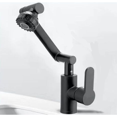 Flexible Kitchen Faucet, Kitchen Mixer Tap, Kitchen Faucet with Sprayer, 1080° Flexible Rotation Kitchen Mixer Tap, 2 Jet Modes, Comes with 2 60cm Hoses(Black) (1/5)