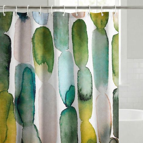 Rideau de Douche 180x188 cm - Rideau Douche 100% Polyester - Rideau Salle de Bain Résistant à l'Eau avec Œillets en Métal et 12 Crochets Plastiques Durables - Ovale Bleu (1/5)