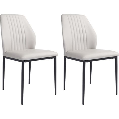 Esszimmerstühle 2er-Set Kunstleder Beige mit Metallbeinen, gepolstert (1/5)
