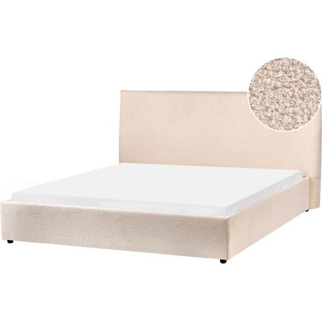 Bett mit Lattenrost Bouclé LAVAUR 160 x 200 cm Beige