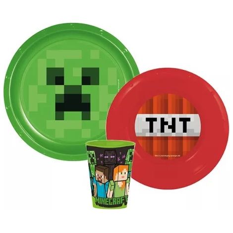 Juego de vajilla de Minecraft: plato, tazón y taza, libre de BPA.