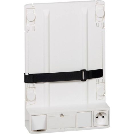 Legrand – Support box opérateur ADSL LEG413149 – 1 prise 2P+T – 4 cordons de liaison – Coffret de communication blanc
