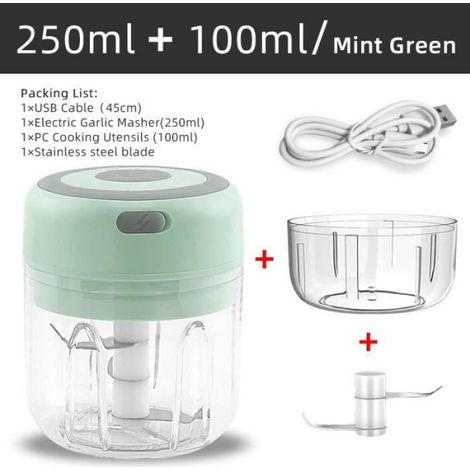 Mini broyeur électrique durable,coupe-légumes,hachoir à piment,accessoires de cuisine,charge USB,100 ml,250ml- 250ml 1000ml G
