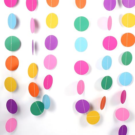 Guirlande Ronde En Papier - 8 Mètres - Décoration Colorée En Forme De Cercles - Pour Fêtes D'anniversaire Et Événements - Lot De 2 (1/5)