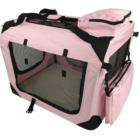 Large Pet Carrier Folding Soft Crate - Pink (1/5)