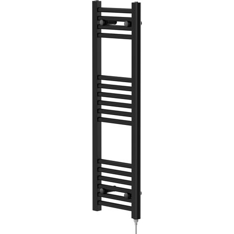 Colore Matt Black 1000mm x 300mm Straight Electric Heated Towel Rail (1/5)