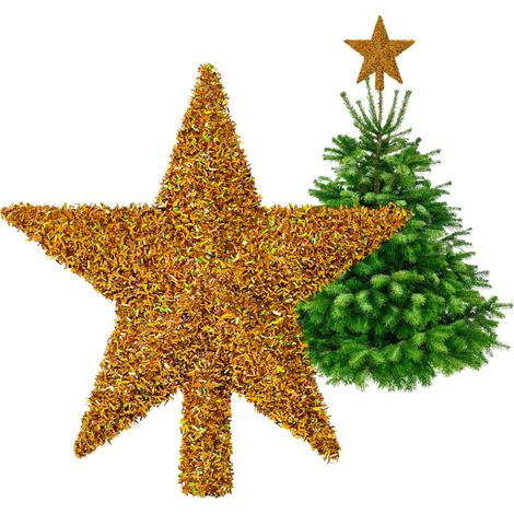 Puntale per albero di Natale - Stella dorata con effetto riccio 3D 20 cm (1/5)