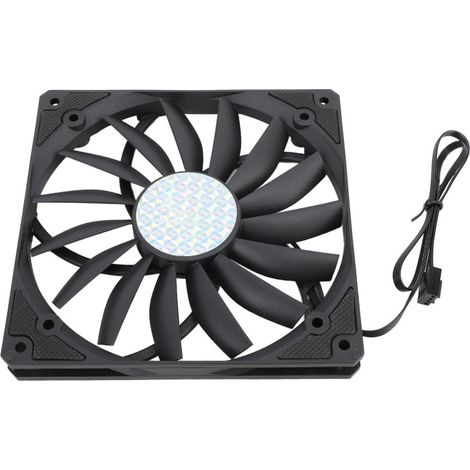 Ventilador de caja de 140 mm, PWM de 4 pines, ultradelgado (15 mm), 1100 RPM, rodamiento MFDB, 12 V, negro.
