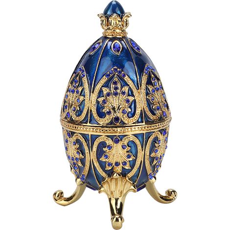 Glänzendes Osterei aus Metall im europäischen Stil, künstliche Diamantornamente für Schmuck und Wohndekoration (1/5)