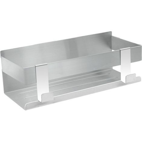 Étagère Douche Murale Etagere Salle de Bain avec 2 Crochets Acier INOX Serviteur de Douche sans Perçage Étagère de Rangement Douche Support Douche Serviteur de Douche, Accessoire Douche Argent (1/5)