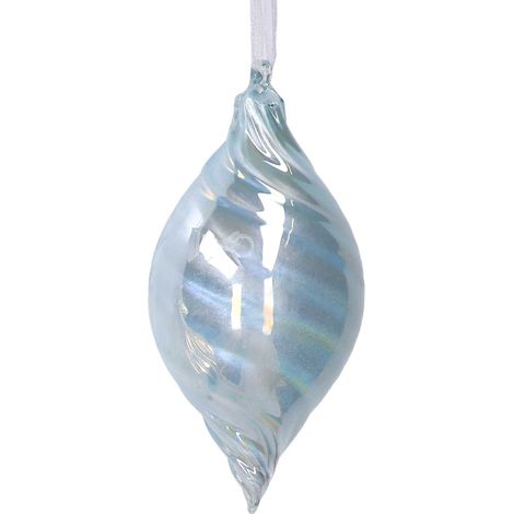 Pallina di Natale in vetro goccia azzurro cm D8h13 Peraga Christmas