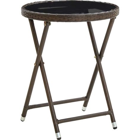 vidaXL Mesa de centro ratán sintético y vidrio templado marrón 60 cm (1/5)