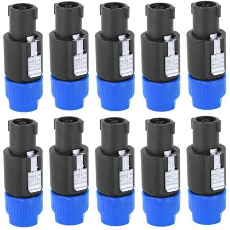 10 Stück C-NL4FC Speakon-Audiokabelstecker, 4-poliger wasserdichter Audio-/Videostecker (blau) (1/4)
