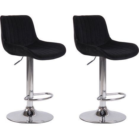 Set di 2 sgabelli da bar moderni e confortevoli regolabili in velluto nero con piede a tromba in metallo TDB10396