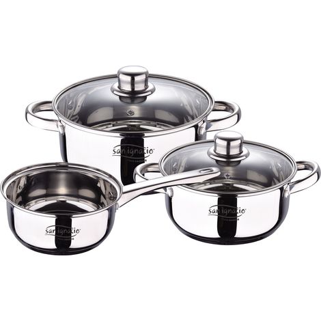 BATERIA 5PCS ACERO INOXIDABLE - CAZO 16X7,5 CACEROLAS DE 18X8,5 Y 20X9,5 CMS - NDUCCIÓN, COLECCIÓN CASSEL