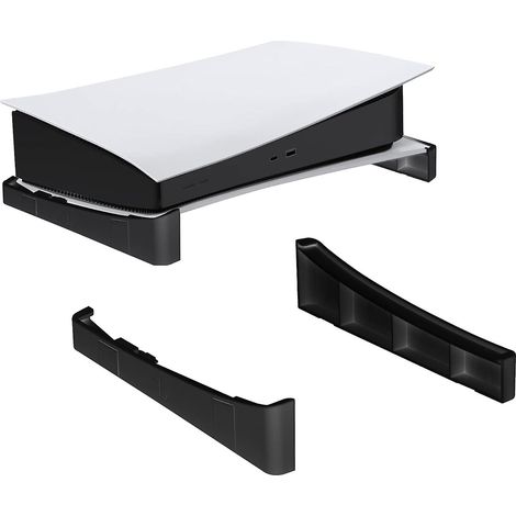 Support horizontal noir pour console PS5 (édition disque et numérique), 27 x 7 x 4,7 cm, compatible avec PS5 DE/UHD, base avec patins antidérapants. (1/5)
