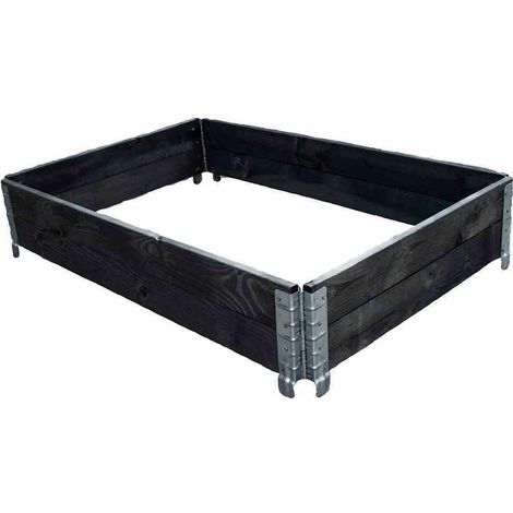 Hochbeet stapelbar 80 x 60 x 19,5 cm, schwarz verzinkte Scharniere (1/4)