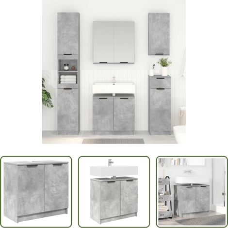 vidaXL Meuble en bois d'ingénierie -  Cabinet de salle de bain Gris béton 64,5 x 33,5 x 59 cm (1/5)