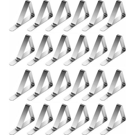 (triangles-blanc argenté)24 Pièces Pinces à Nappe Exterieur, Clips Nappe de Table Lnox, Ne Glisse Pas et Tombe Pas, Bien pour Les Jours de Vent (1/4)