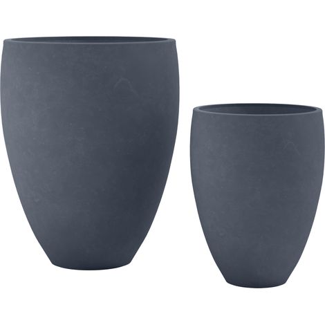 Set di 2 vasi da fiori in argilla fibrosa antracite resistenti alle intemperie 100007957