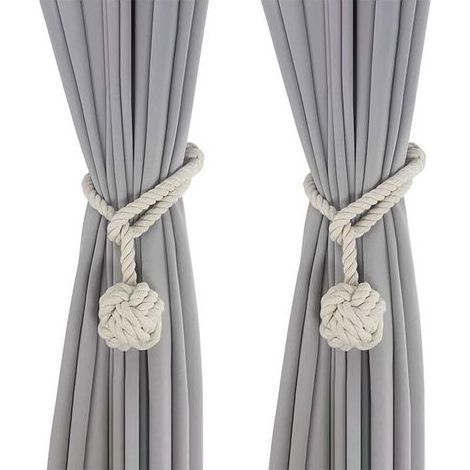 Embrasse de rideau beige, 2 embrasses de rideau tricotées à la main, embrasse de rideau en corde, décoration de boucle de rideau pour chambre et bureau (1/5)