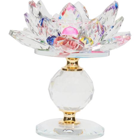 1pièce Bougeoir Lotus Cristal Métal Décoratif Chandelle Fleur de Lotus Élégante pour Décoration Bouddhiste et Maison Accessoire de Table Lumineux et Raffiné (1/5)