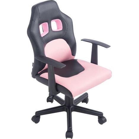Fauteuil chaise de bureau pour enfant en synthétique rose hauteur réglable BUR10185 (1/4)
