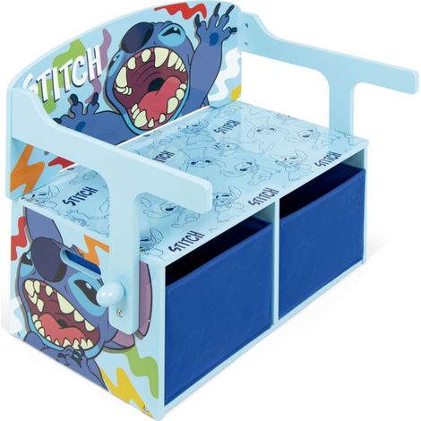 Coffre à jouets banc enfant 3 en 1 – Bois peint et MDF – Dimensions 60 x 47 x 56 cm – Avec paniers textiles pour rangement – Arditex (1/4)