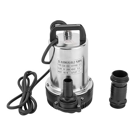 Pompe submersible pour eaux usées DC 12V 6000 l/h Pompe de relevage eaux chargées Fonctionnement silencieux (1/5)