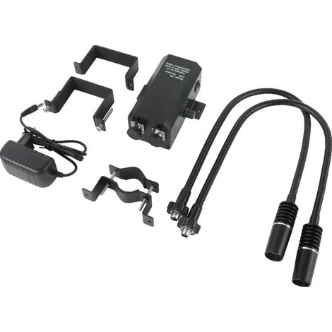 Illuminatore per microscopio, con collo d'oca regolabile, ad alta luminosità e a clip. (1/2)