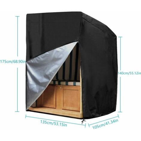Schutzhülle für Strandstühle aus wasserdichtem und reißfestem Oxford-Gewebe, Strandkorb 135 x 105 x 175/140 cm