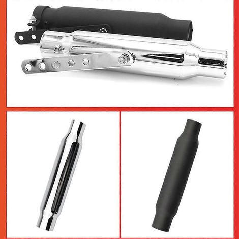 Pot d'échappement court de 12 pouces pour moto, compatible avec les modèles Harley-Davidson, Honda, Suzuki, Kawasaki et autres, couleur argent. (1/5)