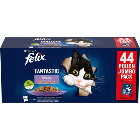 Alimento para gatos Felix Fantastic en gelatina 3,7 kg (44 unidades)