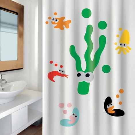 Cortina de ducha Poliéster SEA LIFE 180x200cm CALIDAD PREMIUM Multicolor MSV