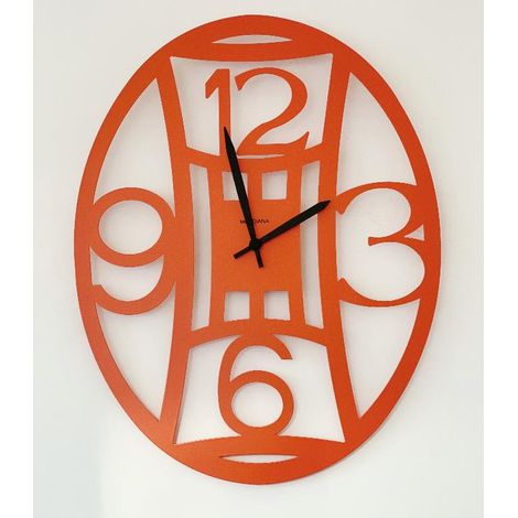Orologio da Parete in Metallo Numeri Ovale Arancio 48 x 38 cm (1/2)