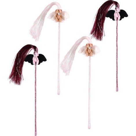 Baguette magique à pompons pour chats, jouet scintillant pour chats avec une tige en forme d'ours de dessin animé (1/4)