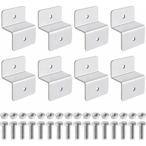 Lntyq Panneau Solaire en Z, 8pièce Panneaux Solaire Support en Aluminium Conviennent aux Véhicules Récréatifs aux Toits, Montage de Panneau Solaire Adopte un Design en Forme de Z(avec 16 Écro
