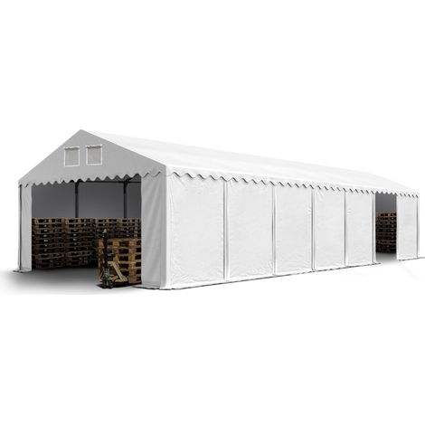 Hangar tente de stockage 5 x 14 m d'élevage de 2,60m de hauteur blanc PVC 800 N imperméables (1/5)