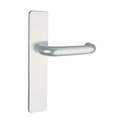 Set de Poignée de Porte sur Plaque - Version Clé I pour Porte Palière, Entraxe 195 mm - Installation Main Droite - Pose Facile - en Aluminium Anodisé - Finition Argent