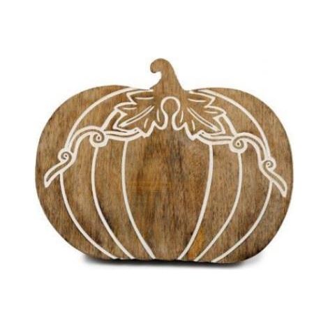 Wooden Pumpkin Serving Tray Rustic Mango Wood Serving Board Food Safe Autumn rustic Decoration & Key Dish 20x25cm (1/5)