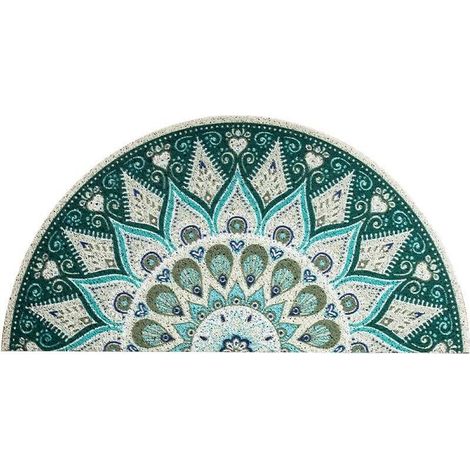 Bardusch Tapis de Porte Demi-Rond Tapis de Protection avec PVC Microfibre de Chenille 40x80cm pour extérieur, à Profil Bas et Facile à Nettoyer, Vert (1/5)