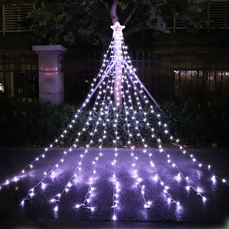 317 Luci natalizie a LED, Luci a tenda a stella per albero di Natale, Luci a stringa per albero di Natale bianco caldo, Decorazione natalizia, Festa